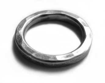 OAK $95-sterling silver ring with hammered surface and sanded edges (1/8" thick) made to size specifications
